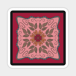 Pink square floral Provencal 'scarf' style design Magnet