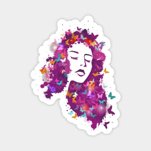 Woman Butterflies Hair Magnet