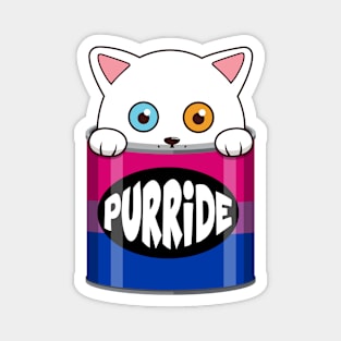 Funny White Cat Bisexual Pride Magnet