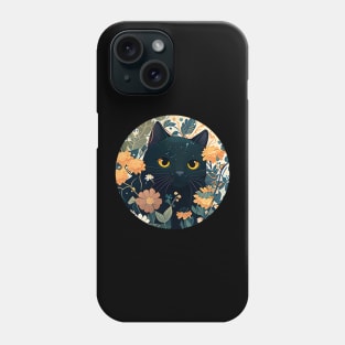 Floral Cat Botanical Plant Flower Cat Lover Phone Case