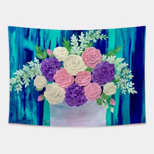 Roses and Hydrangea Flower Arrangement Original Art Painting Tapestry