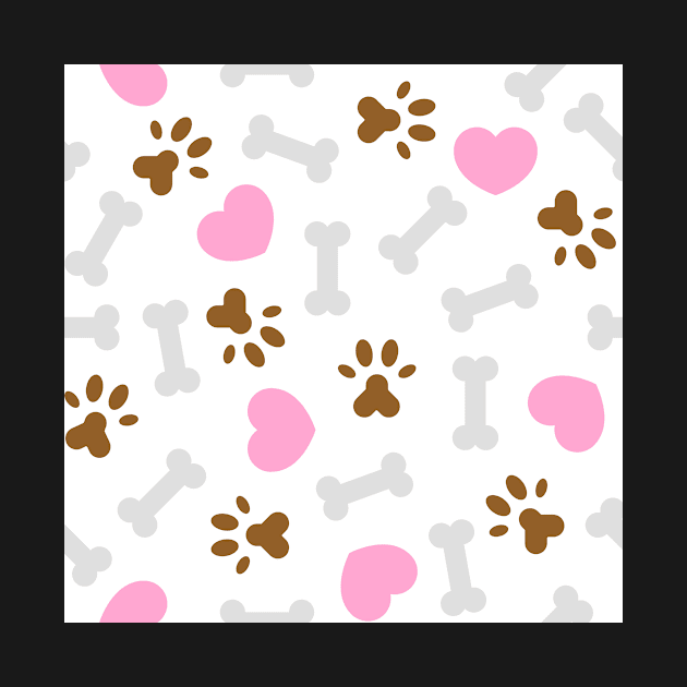 Seamless pattern i love dog theme, bone and foot print by Artaron