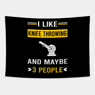 3 People Knife Throwing Knives Tapestry