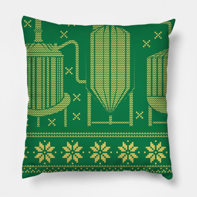 Hoppy Holidays Beer Ugly Christmas Sweater Pillow by jonetressie