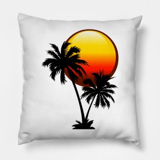 Sunset and Palm Trees Pillow