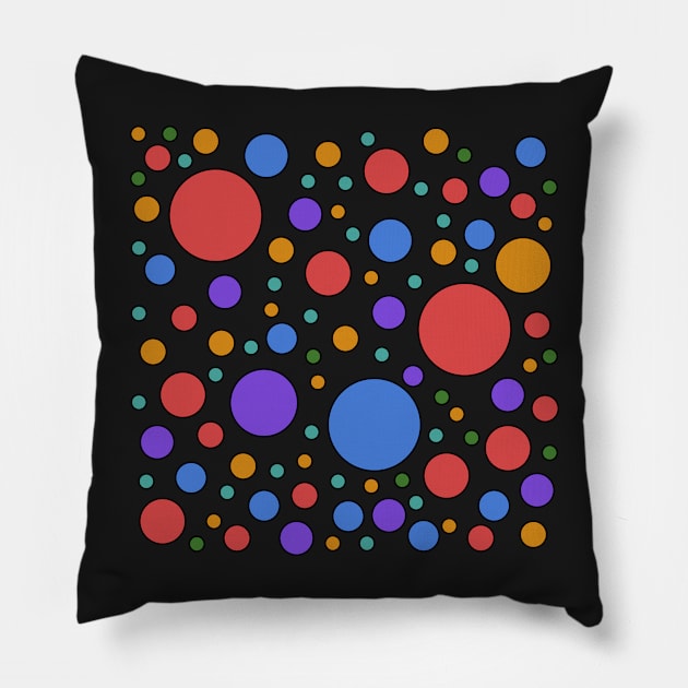 multicolored pop art polka dots Pillow by pauloneill-art