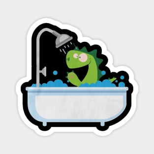 Dinosaur is taking a bath black Magnet