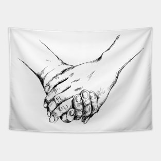 Holding hands print Tapestry