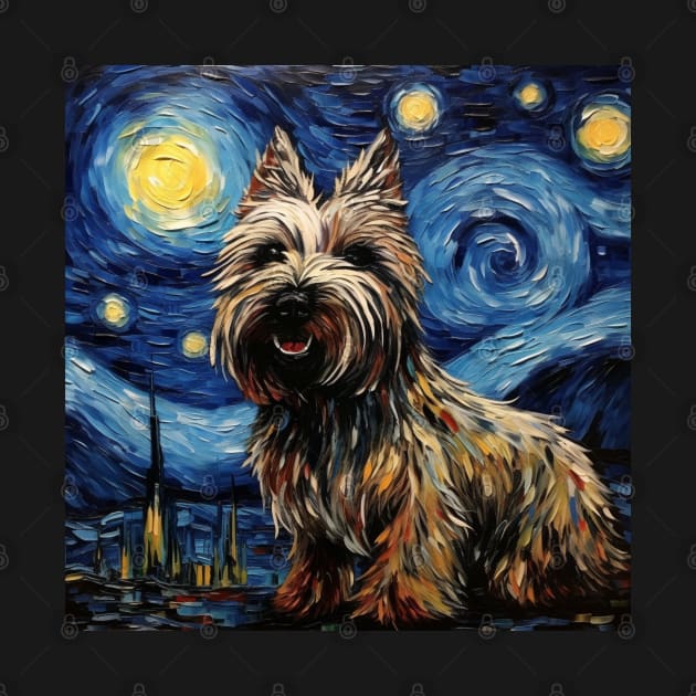 Skye Terrier Starry Night painting by NatashaCuteShop