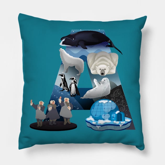 Letter A - Arctic Pillow by Athikan
