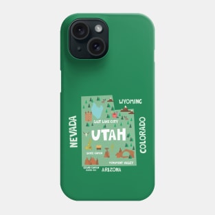 Utah State USA Illustrated Map Phone Case