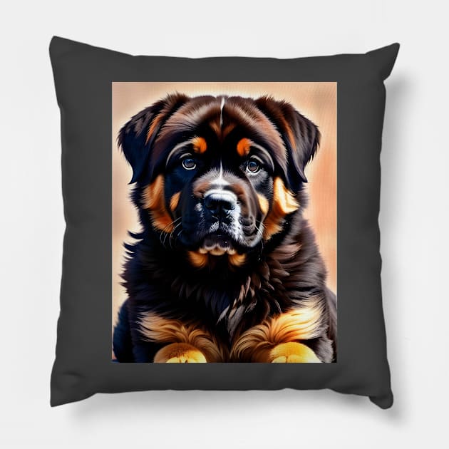 Tibetan Mastiff Puppy 03 Pillow by Jaymz Weiss Designz