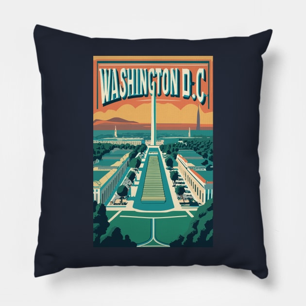 A Vintage Travel Art of Washington DC - US Pillow by goodoldvintage