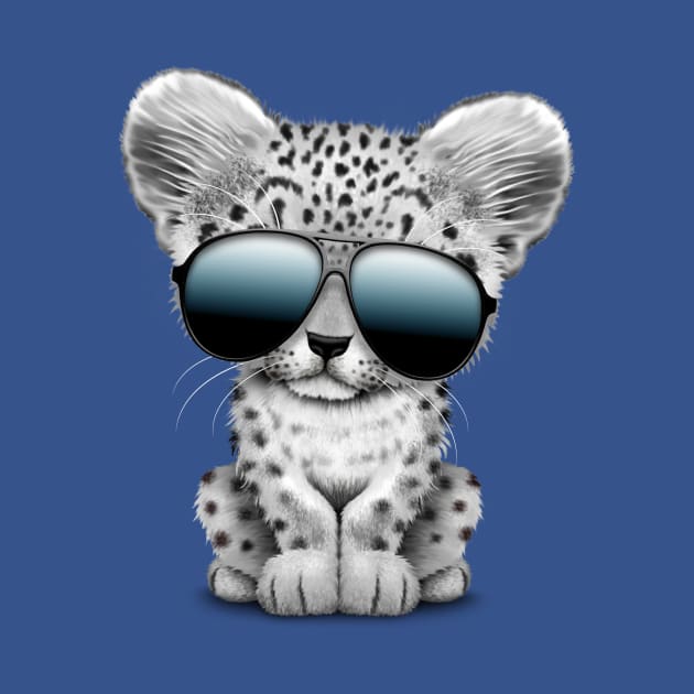 Cute Baby Snow leopard Wearing Sunglasses by jeffbartels