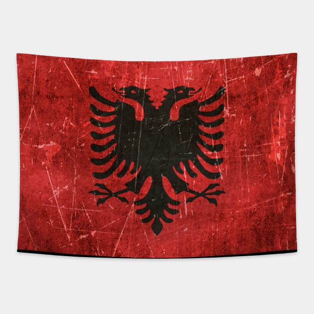 Vintage Aged and Scratched Albanian Flag Tapestry by jeffbartels