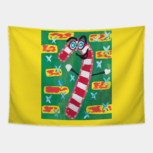 Cheery Candy Cane Tapestry by Slumbering Alligator 