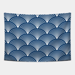 Art Deco Fans Navy Blue Tapestry