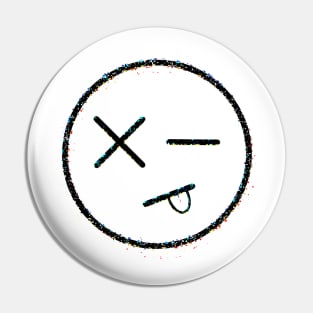 Glitch Smiley Face tongue out funny gamer Pin