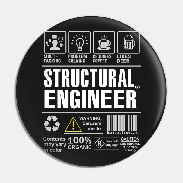 Warning Structural Engineer Shirt Funny Gift for Structural Engineer Pin by bestsellingshirts