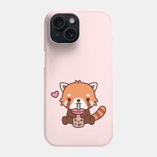 Cute Little Red Panda Loves Bubble Tea Phone Case