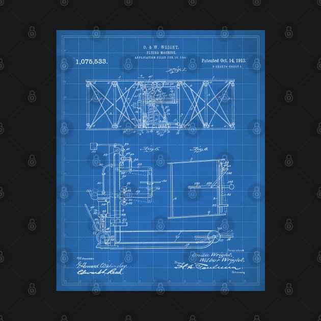 Wright Brothers Aircraft Patent - Aviation Art - Blueprint by patentpress