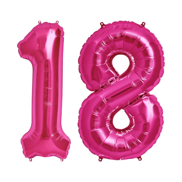 Hot Pink 18th Birthday Metallic Helium Balloons Numbers by podartist