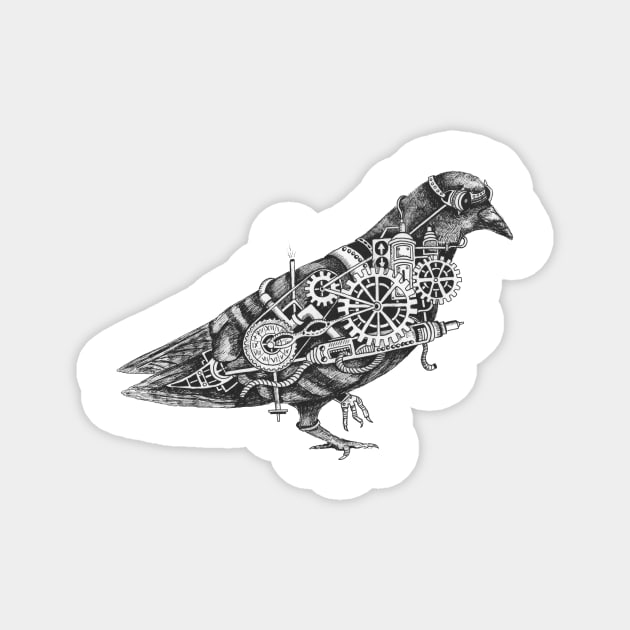 Steampunk Pigeon Magnet by Squidoodle