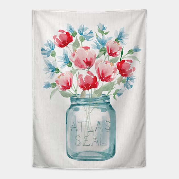 Atlas Jar Florals Tapestry by KristieMillan