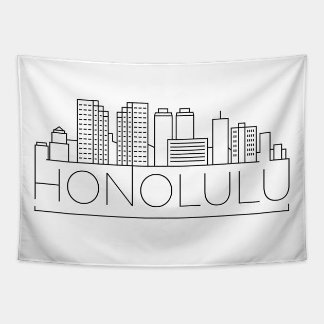 Honolulu Minimal Skyline Tapestry by kursatunsal
