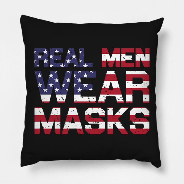 Real Men Wear Masks USA Pillow by BraaiNinja