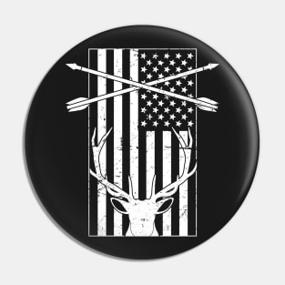 Distressed American Flag & Deer Bow Hunting Pin