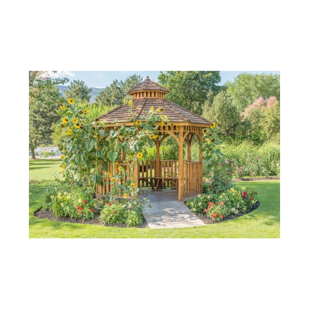 Garden Gazebo and Flowers in Summer by Amy-K-Mitchell