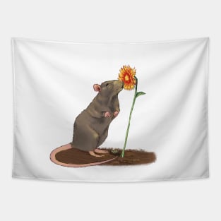 Rat with a flower Tapestry