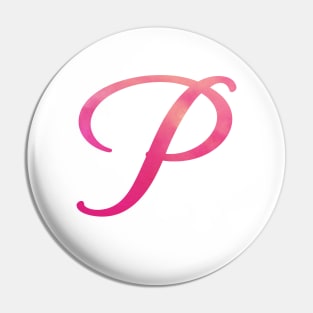 Letter P Monogram, Pink Color Personalized Design Pin