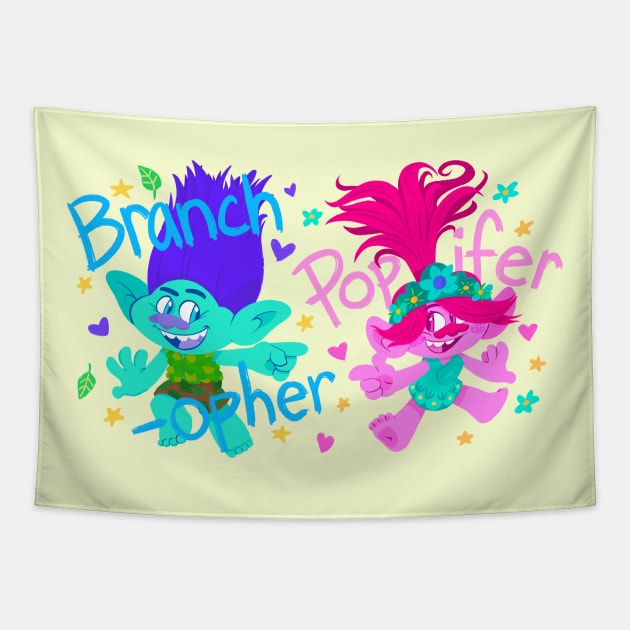 Branchopher and Popifer Tapestry by jzanderk