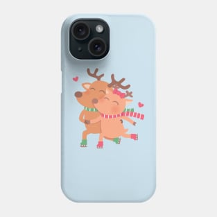 Cute Skating Reindeers Couple Phone Case