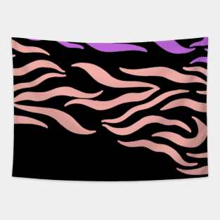 Violet Pink Black wavy pattern in Blck Tapestry