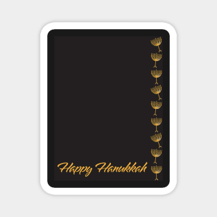 Happy Hanukkah greeting with Golden Menorah illustration on Black background Magnet