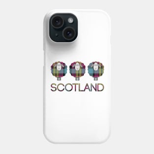 Trio of Scottish Pink, Blue and Yellow Tartan Patterned Sheep Phone Case