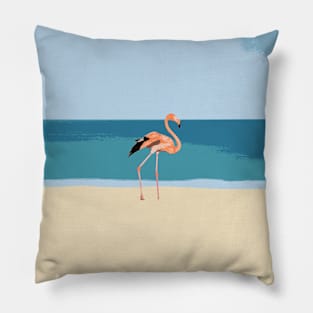 Flamingo on the beach Pillow