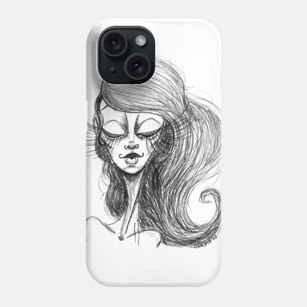 Sketch Of The Vampiress Phone Case by Jan Grackle