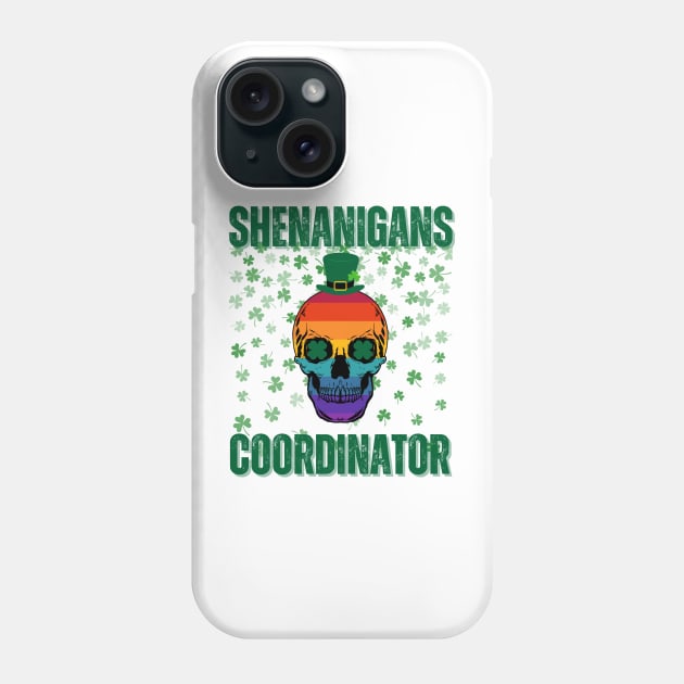 Shenanigans Coordinator - Vintage Skull With Clover Leaves Phone Case by theworthyquote