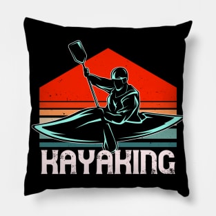 Kayaking River Paddle Boating Vintage Kayaker Pillow