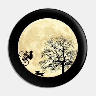 Bike Rider, Dog and Moon Pin