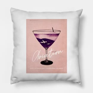 Aviation Cocktail Retro Poster Glass with Planes Bar Prints, Vintage Drinks, Recipe, Wall Art Pillow