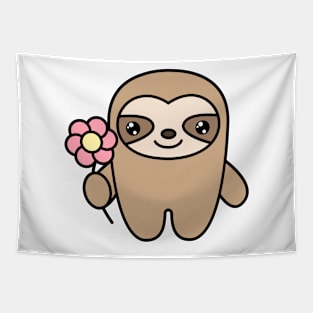 Cute sloth with a flower in a paw Tapestry