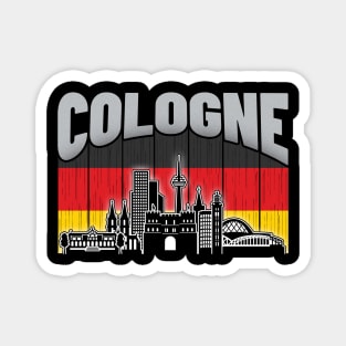 Cologne Germany Skyline Vintage German Flag Magnet