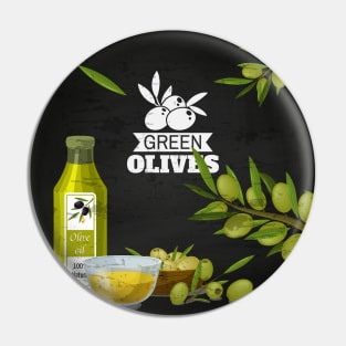 Olives oil blackboard Pin