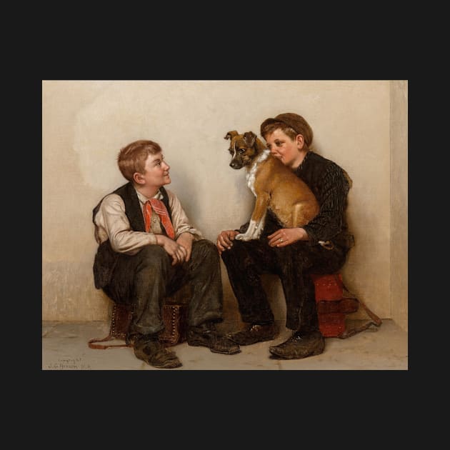 Two Shoeshine Boys with a Dog by John George Brown by Classic Art Stall