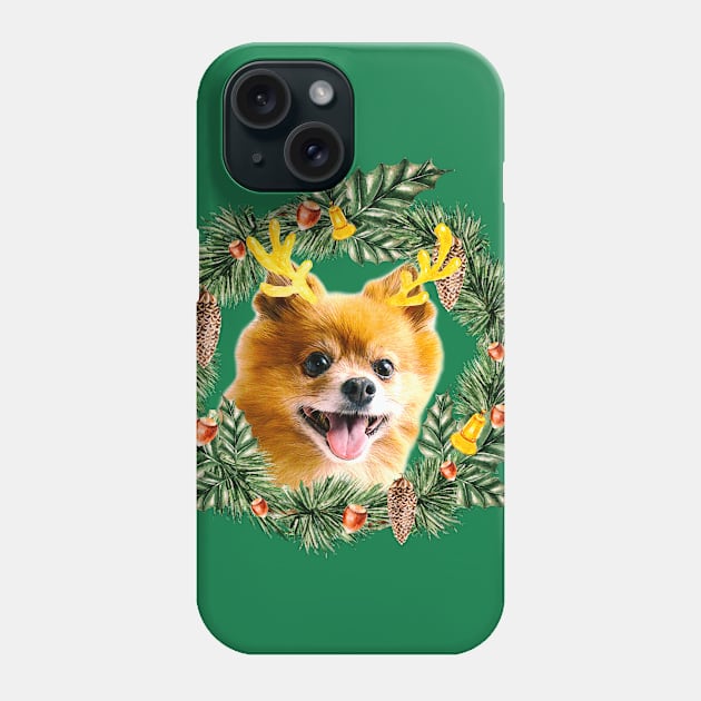 Cute Dog in Christmaswreath Phone Case by VBleshka